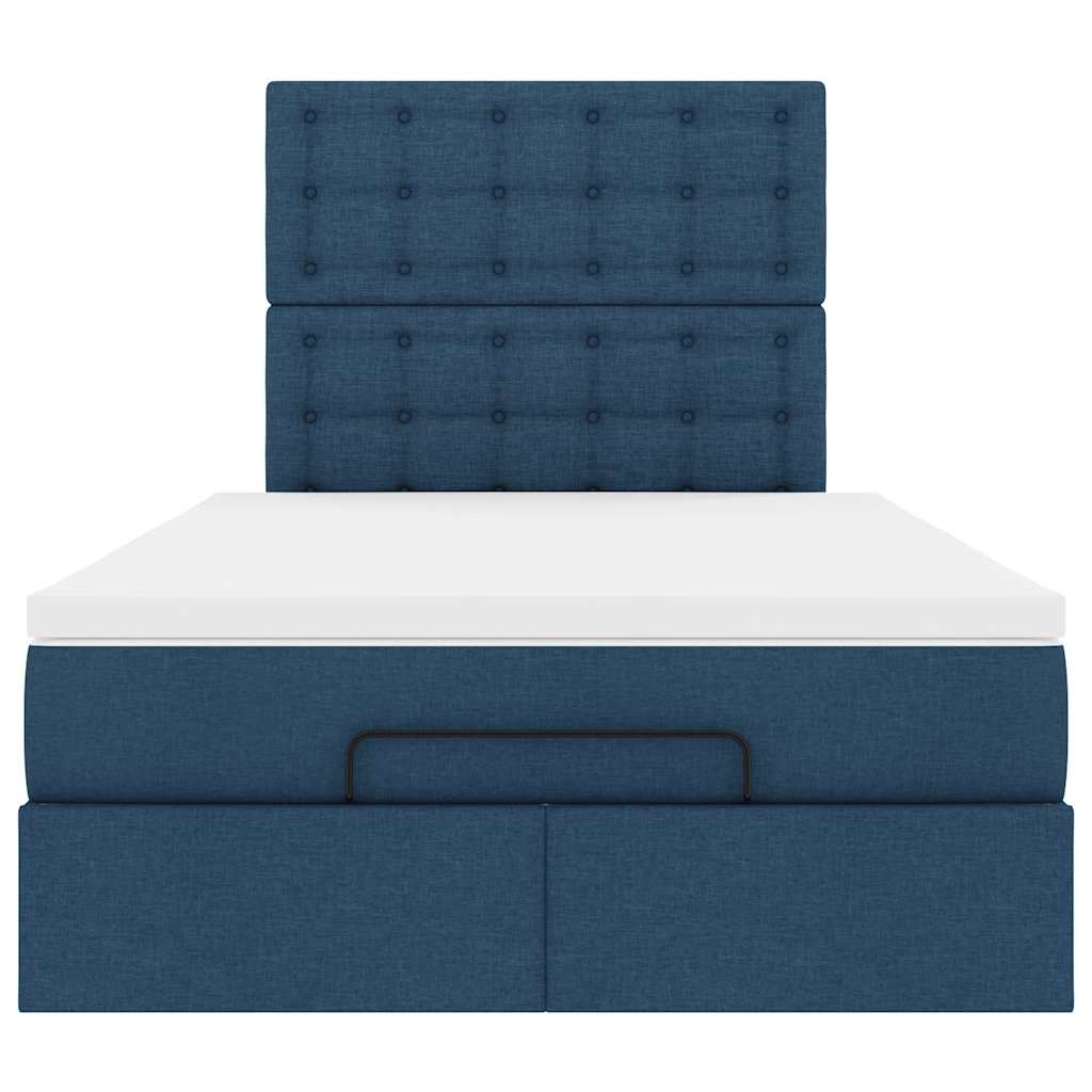 Struttura Letto Pouf con Materasso Blu 120x190 cm in Tessuto