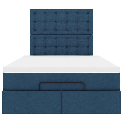 Struttura Letto Pouf con Materasso Blu 120x190 cm in Tessuto