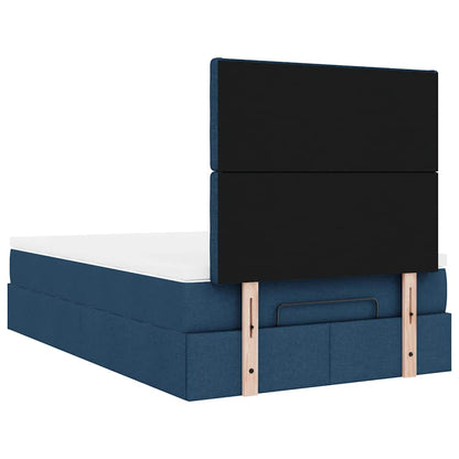 Struttura Letto Pouf con Materasso Blu 120x190 cm in Tessuto