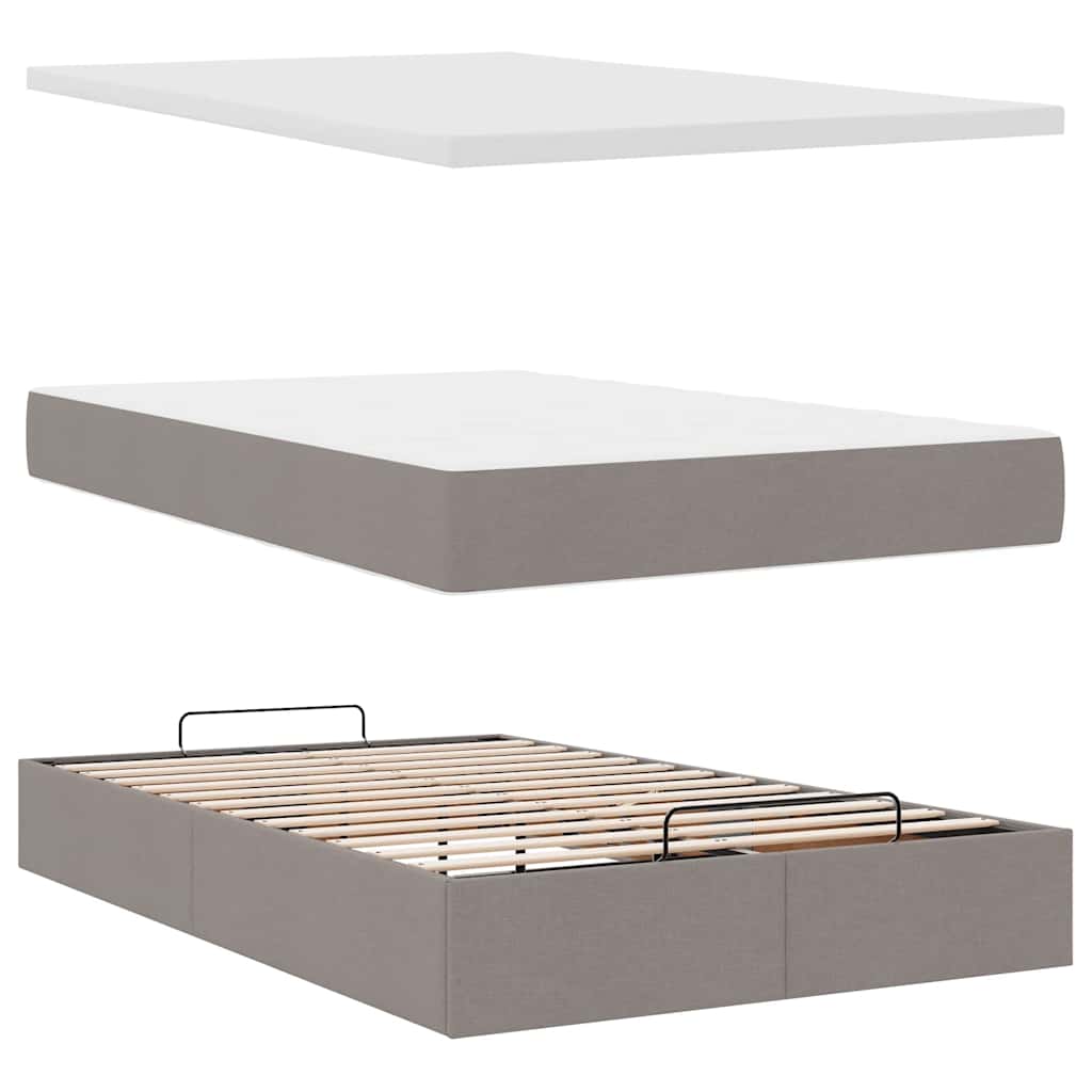 Struttura Letto Pouf con Materasso Tortora 120x200cm in Tessuto | homemem39