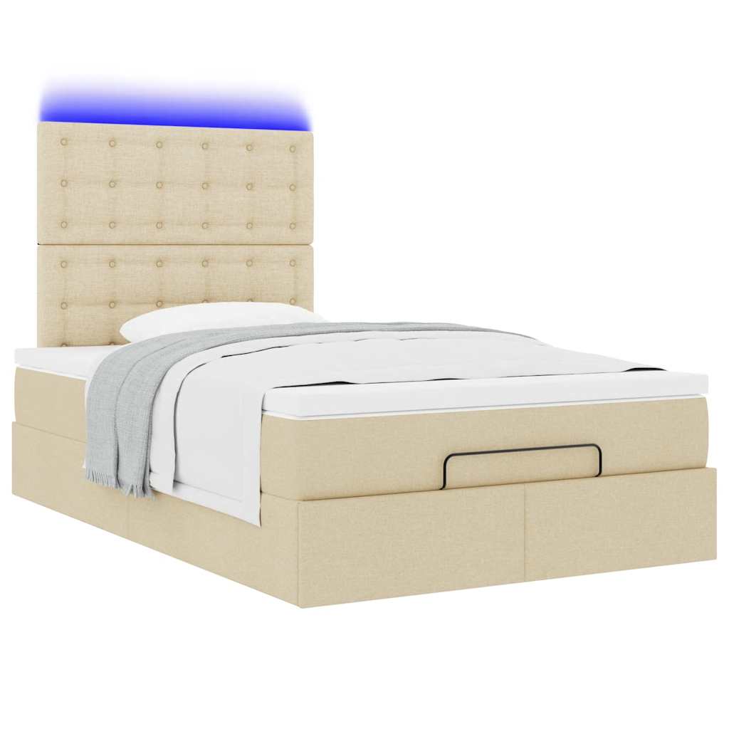 Struttura Letto Pouf con Materasso Crema 120x200 cm in Tessuto | homemem39