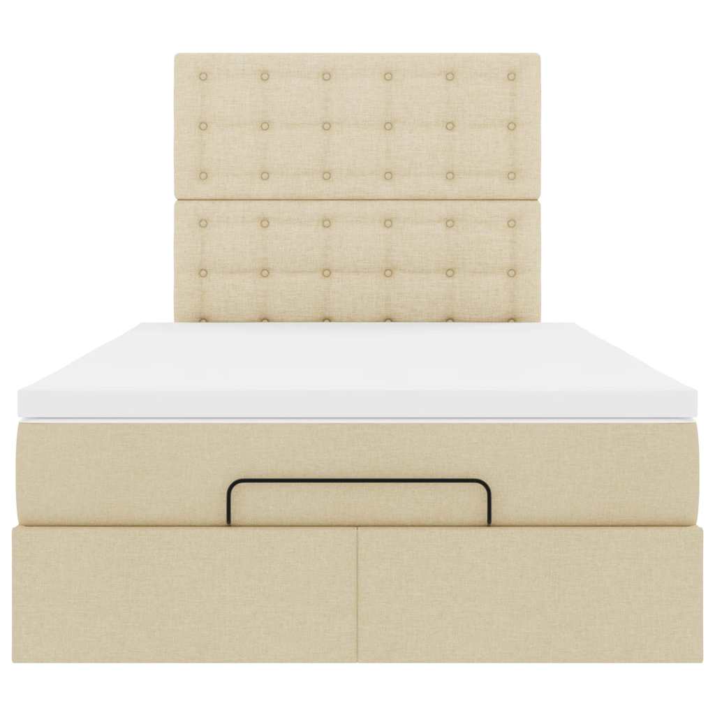 Struttura Letto Pouf con Materasso Crema 120x200 cm in Tessuto | homemem39