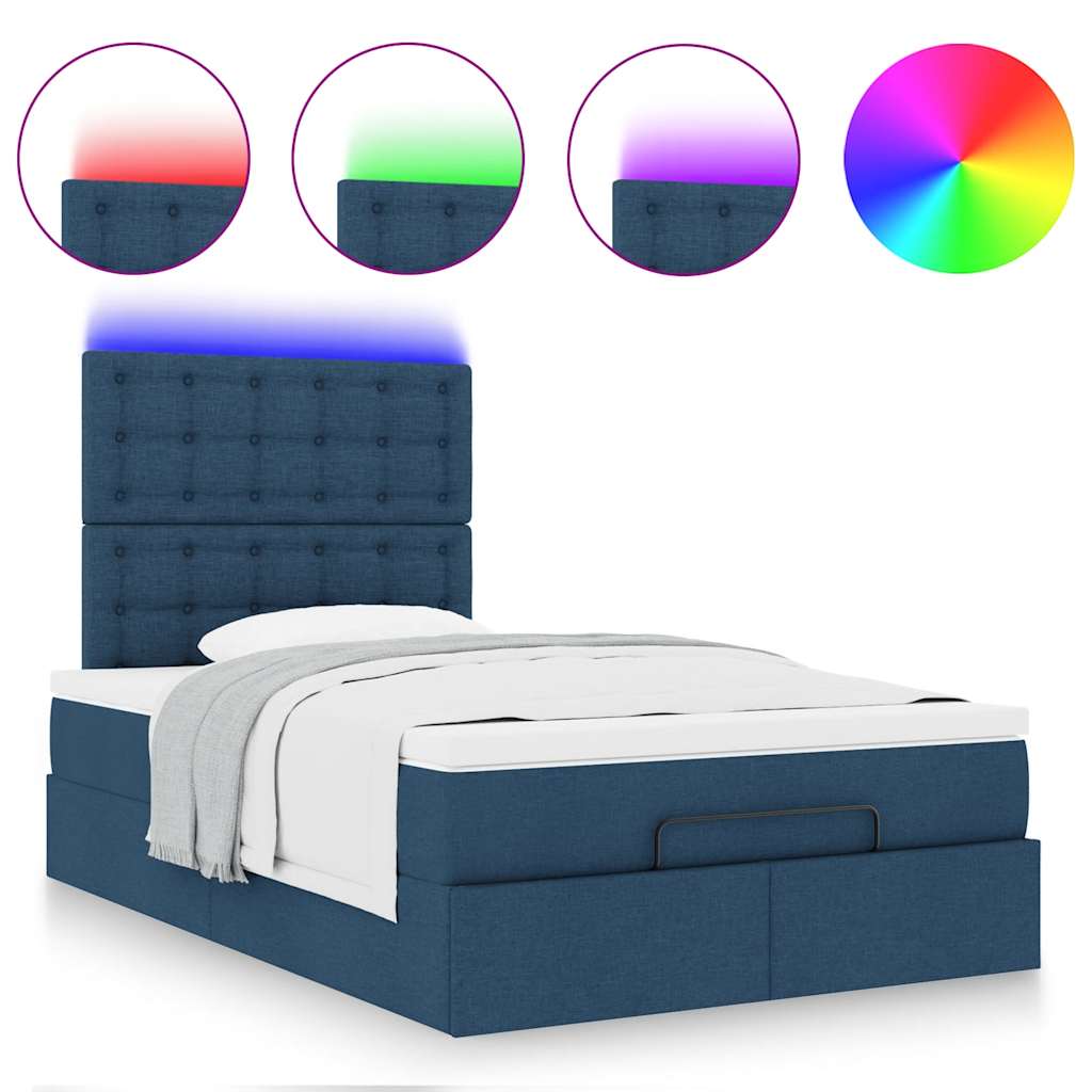 Struttura Letto Pouf con Materasso Blu 120x200 cm in Tessuto | homemem39