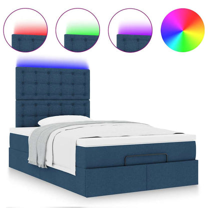 Struttura Letto Pouf con Materasso Blu 120x200 cm in Tessuto | homemem39