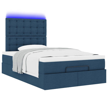 Struttura Letto Pouf con Materasso Blu 120x200 cm in Tessuto | homemem39