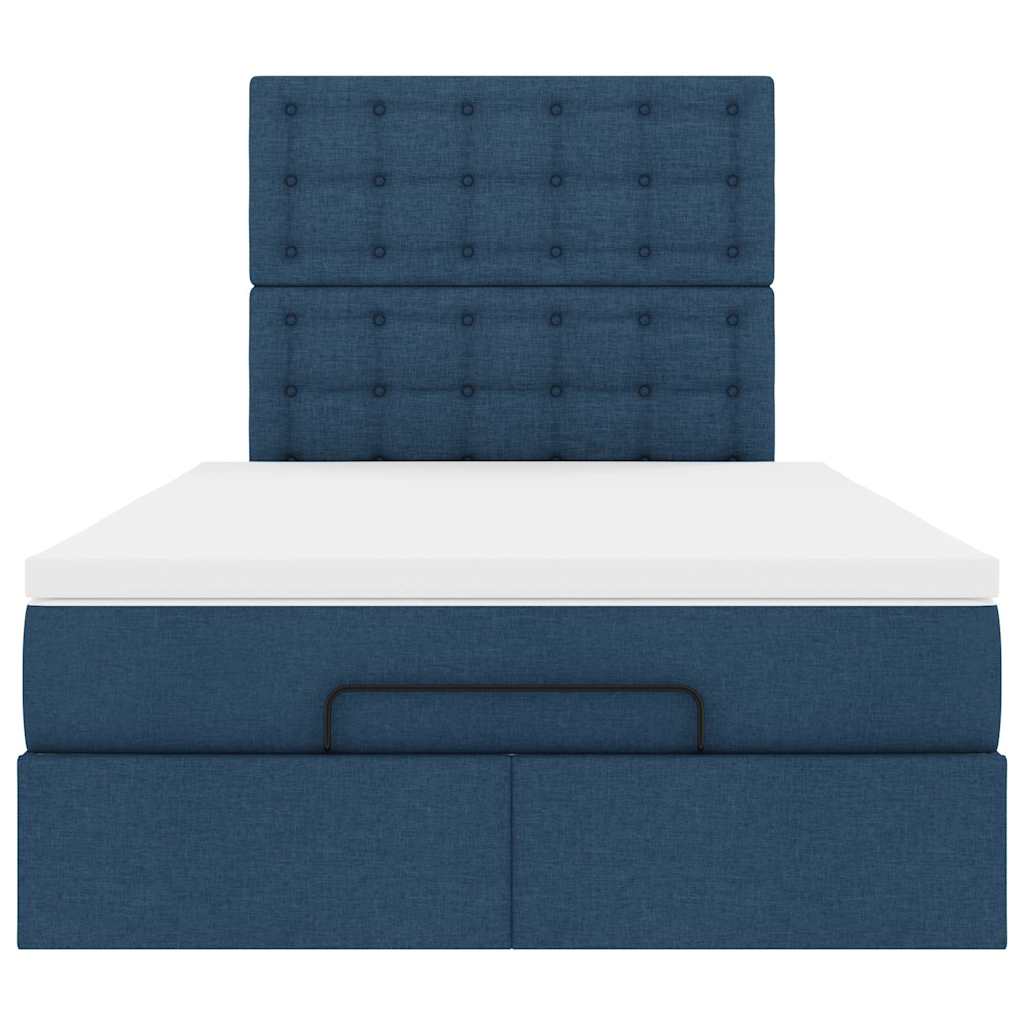 Struttura Letto Pouf con Materasso Blu 120x200 cm in Tessuto | homemem39