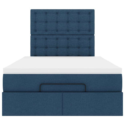 Struttura Letto Pouf con Materasso Blu 120x200 cm in Tessuto | homemem39