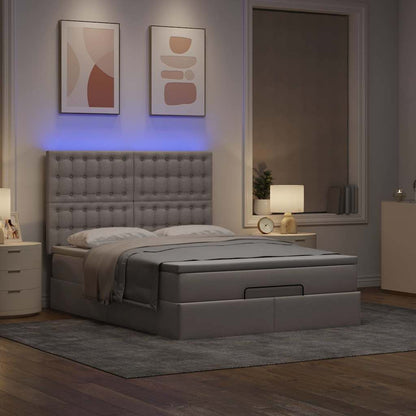 Struttura Letto Pouf con Materasso Tortora 140x190 cm Tessuto | homemem39