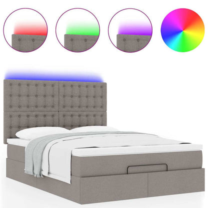Struttura Letto Pouf con Materasso Tortora 140x190 cm Tessuto | homemem39