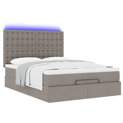 Struttura Letto Pouf con Materasso Tortora 140x190 cm Tessuto | homemem39