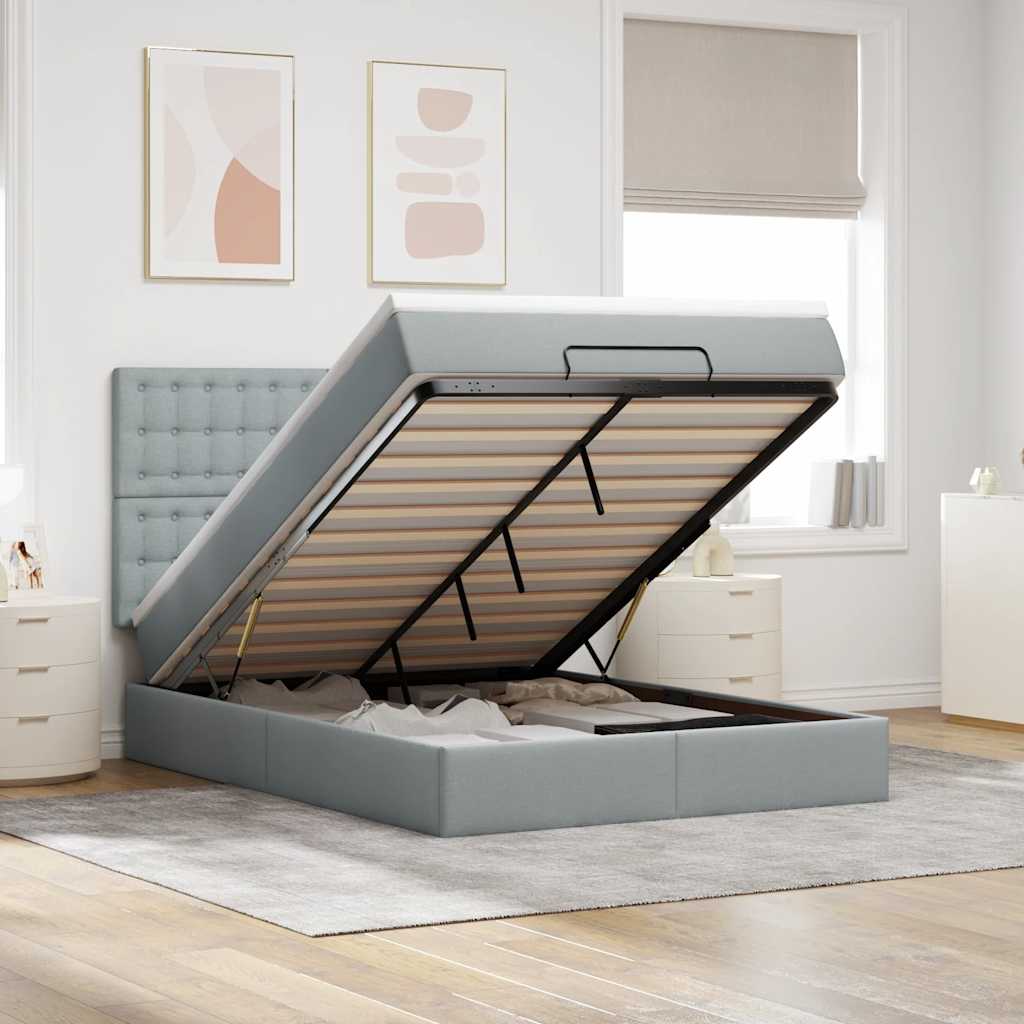 Struttura Letto Pouf con Materasso 140x200 cm in Tessuto | homemem39