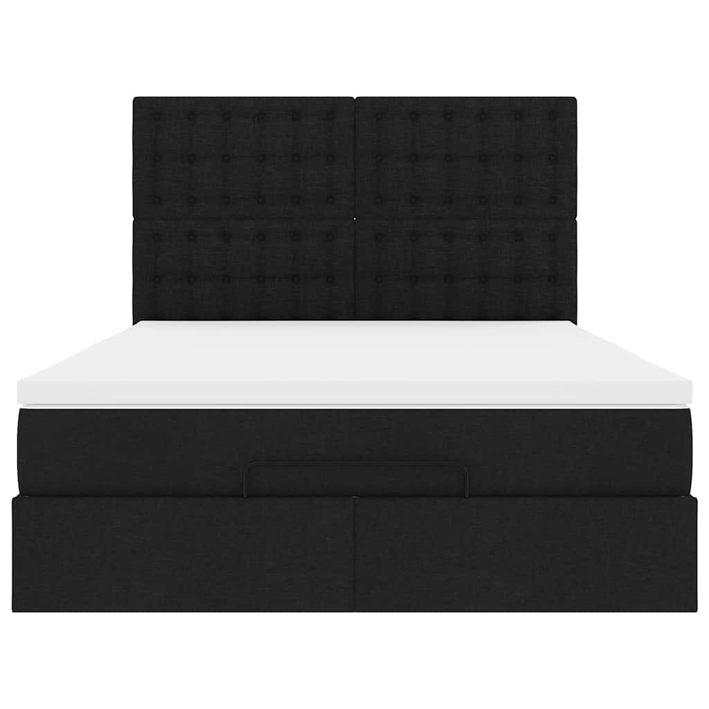 Struttura Letto Pouf con Materasso Nero 140x200 cm in Tessuto | homemem39