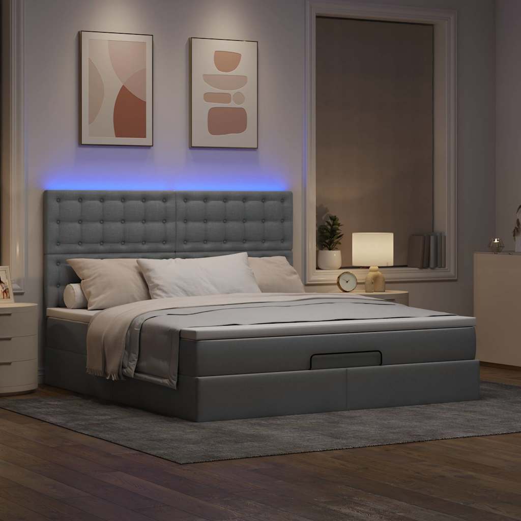 Struttura Letto Pouf con Materasso 160x200 cm in Tessuto | homemem39