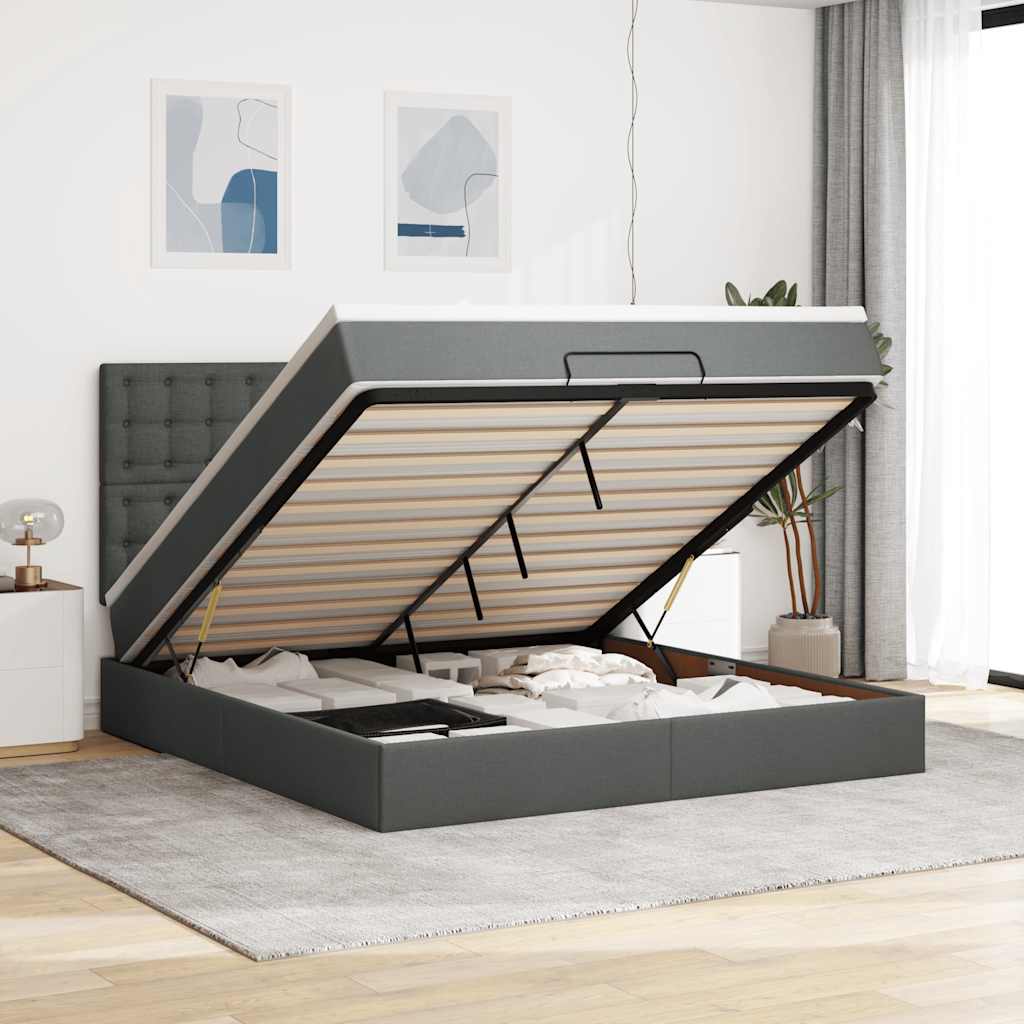 Struttura Letto Pouf con Materasso 160x200 cm in Tessuto | homemem39