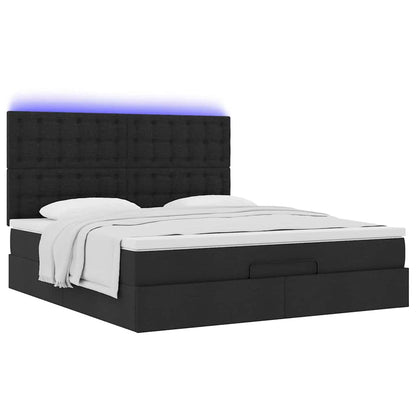 Struttura Letto Pouf con Materasso Nero 160x200 cm in Tessuto | homemem39
