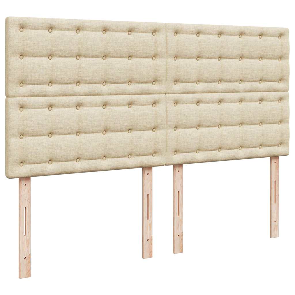 Struttura Letto Pouf con Materasso Crema 160x200 cm in Tessuto | homemem39