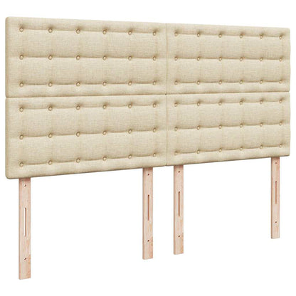 Struttura Letto Pouf con Materasso Crema 160x200 cm in Tessuto | homemem39