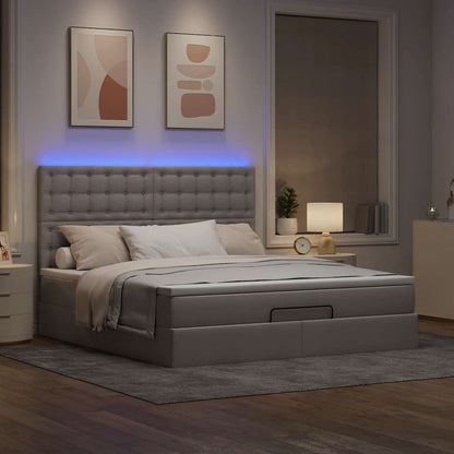 Struttura Letto Pouf con Materasso Tortora 180x200cm in Tessuto