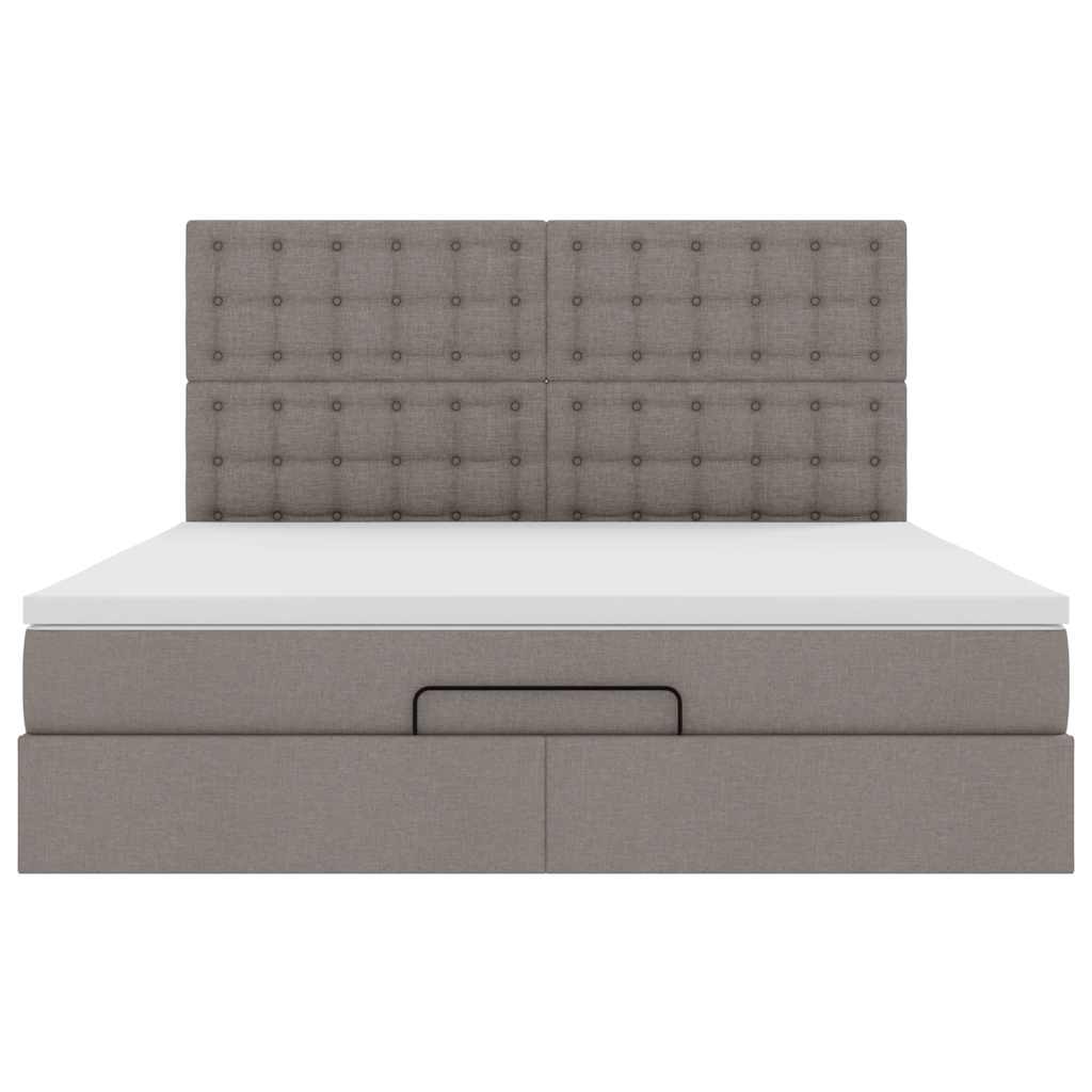 Struttura Letto Pouf con Materasso Tortora 180x200cm in Tessuto