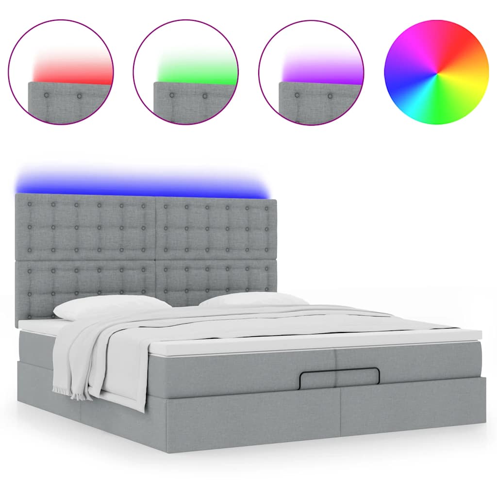 Struttura Letto Pouf con Materassi 200x200 cm in Tessuto | homemem39