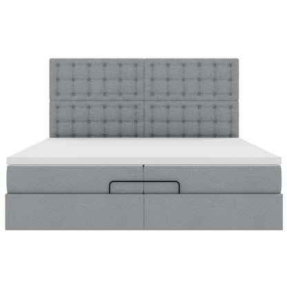 Struttura Letto Pouf con Materassi 200x200 cm in Tessuto | homemem39