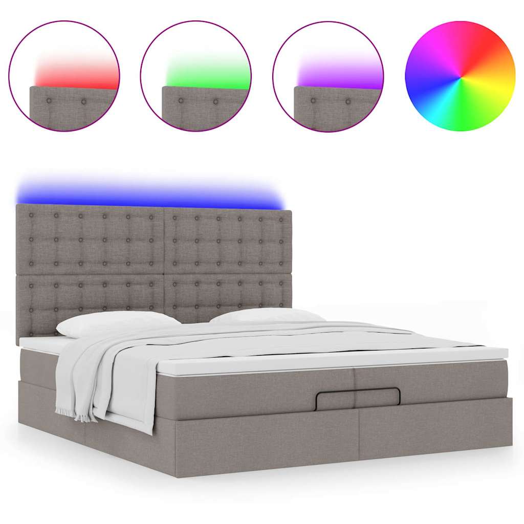 Struttura Letto Pouf con Materassi Tortora 200x200 cm Tessuto | homemem39
