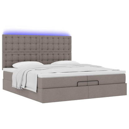 Struttura Letto Pouf con Materassi Tortora 200x200 cm Tessuto | homemem39