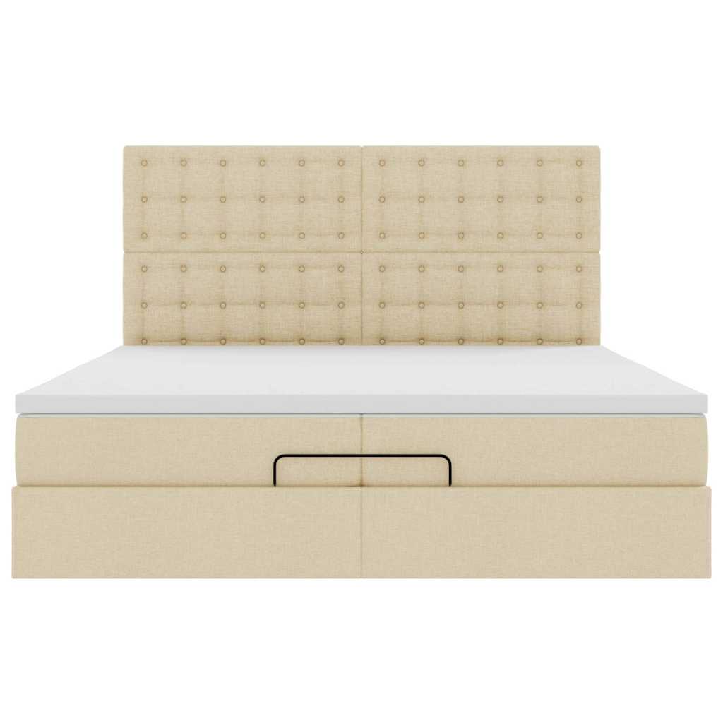 Struttura Letto Pouf con Materassi Crema 200x200 cm in Tessuto | homemem39