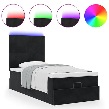 Struttura Letto Pouf con Materassi Nero 80x200 cm in Velluto | homemem39