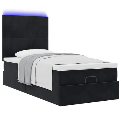 Struttura Letto Pouf con Materassi Nero 80x200 cm in Velluto | homemem39