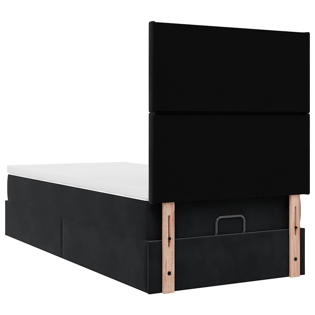 Struttura Letto Pouf con Materassi Nero 80x200 cm in Velluto | homemem39