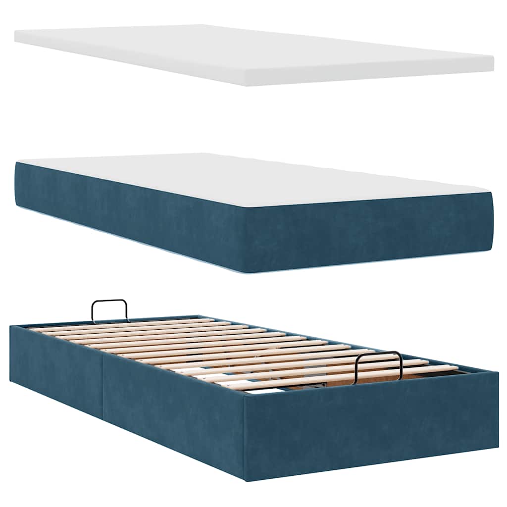 Struttura Letto Pouf con Materassi 90x190 cm in Velluto