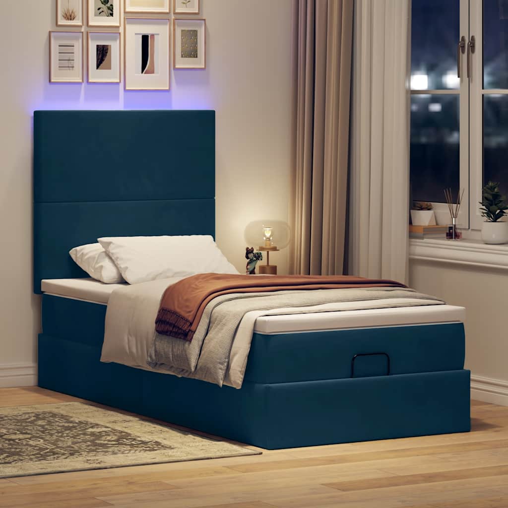 Struttura Letto Pouf con Materassi 90x190 cm in Velluto