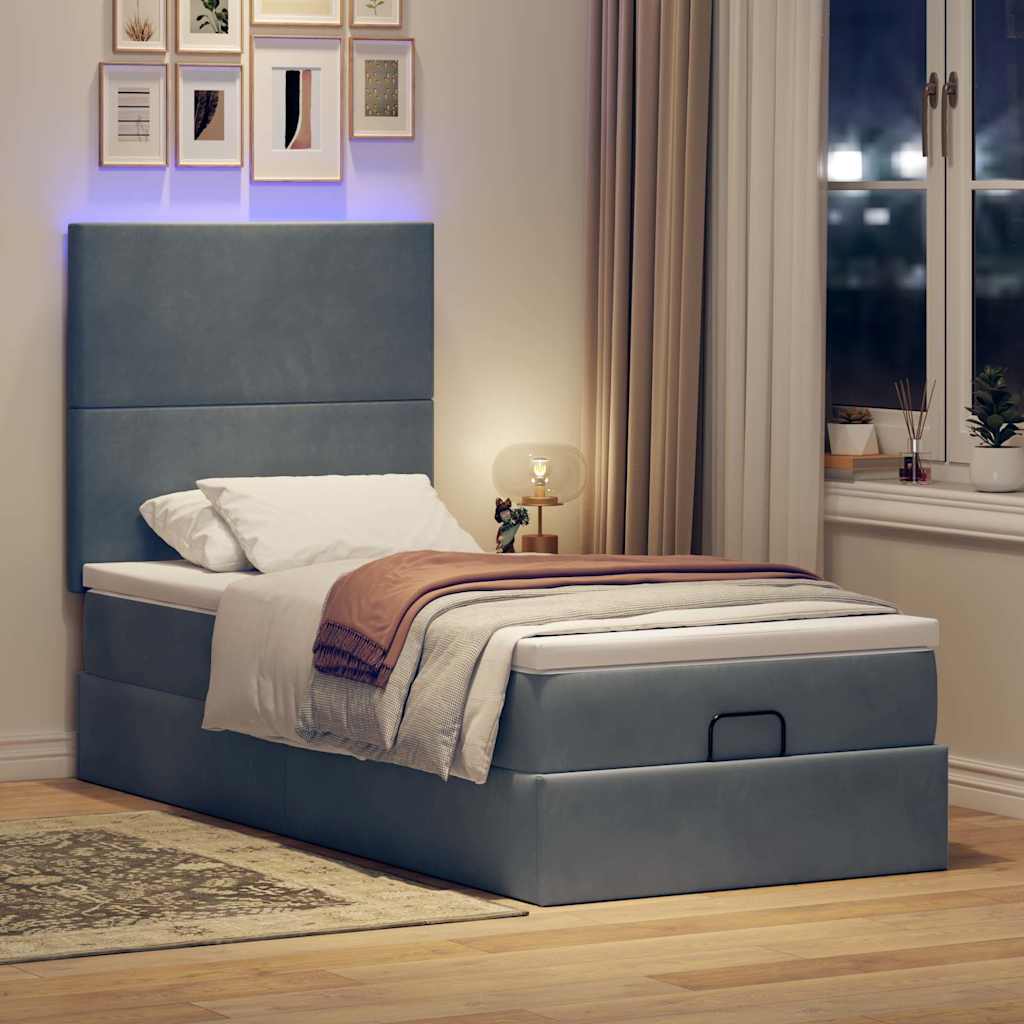 Struttura Letto Pouf con Materassi 90x200 cm in Velluto | homemem39