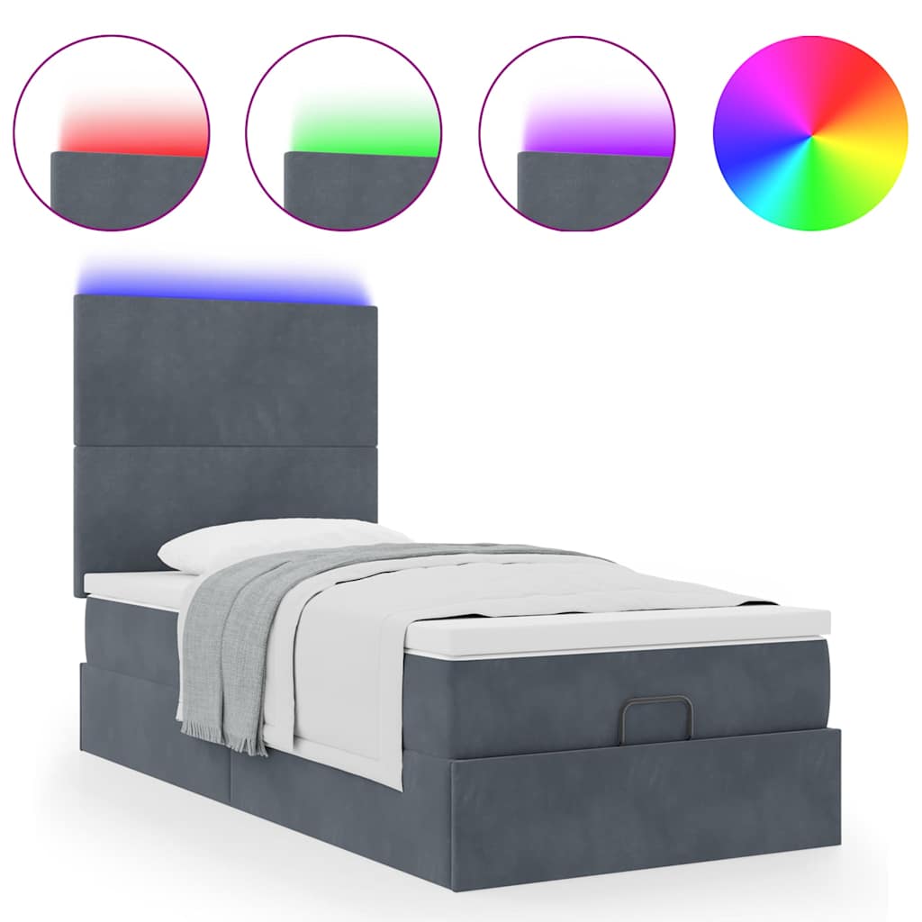 Struttura Letto Pouf con Materassi 90x200 cm in Velluto | homemem39