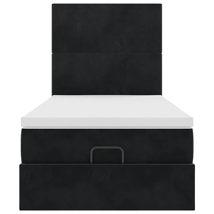 Struttura Letto Pouf con Materassi Nero 100x200 cm Velluto - homemem39