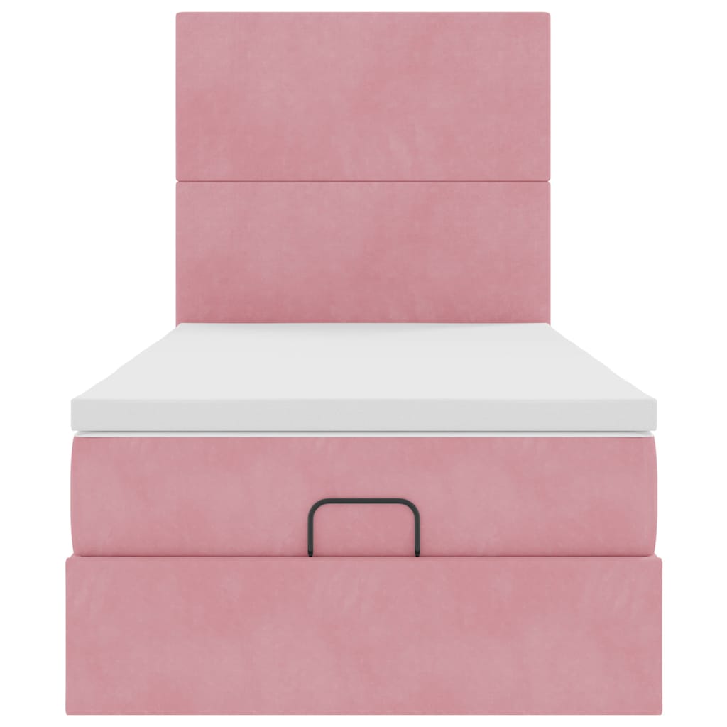 Struttura Letto Pouf con Materassi Rosa 100x200 cm Velluto | homemem39