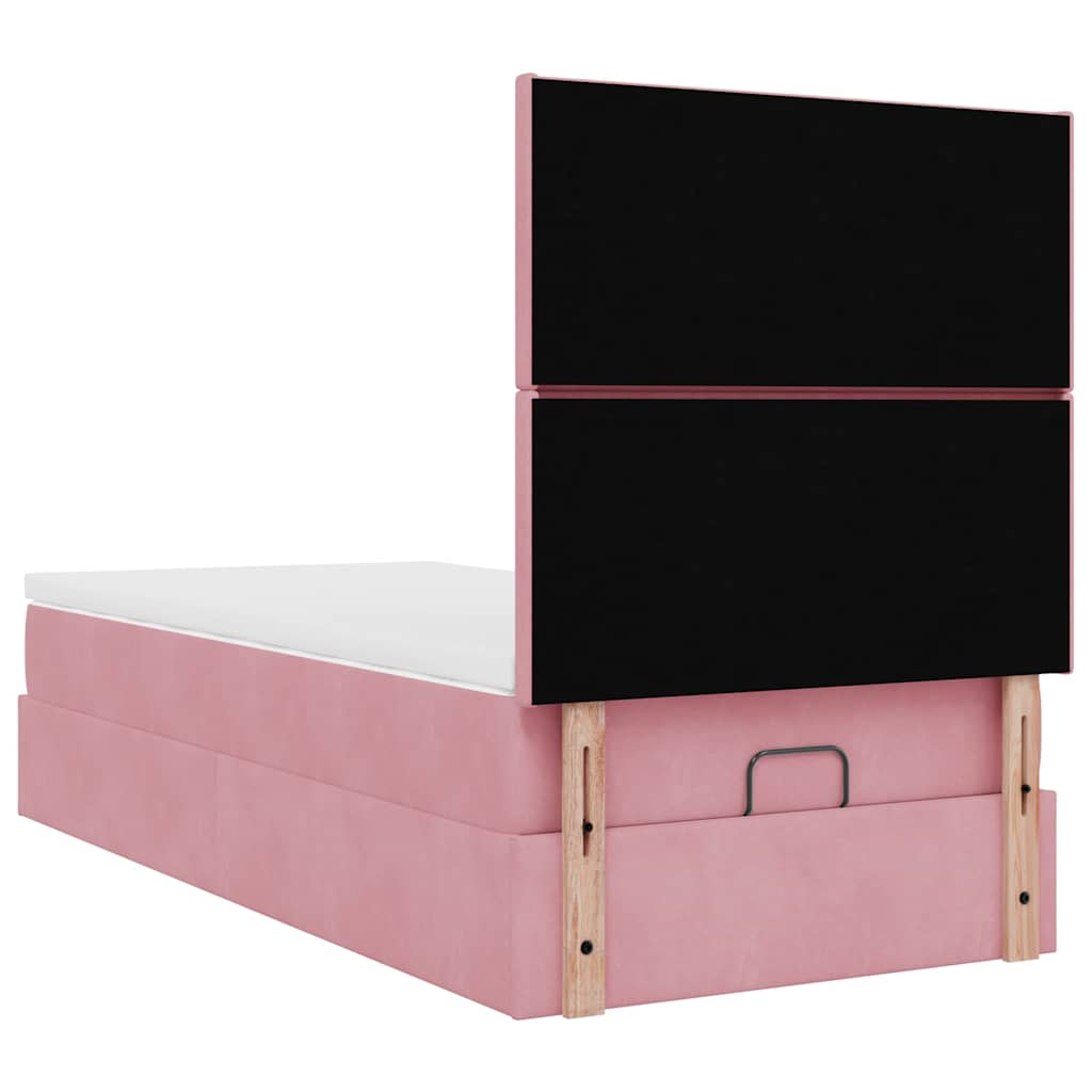 Struttura Letto Pouf con Materassi Rosa 100x200 cm Velluto | homemem39