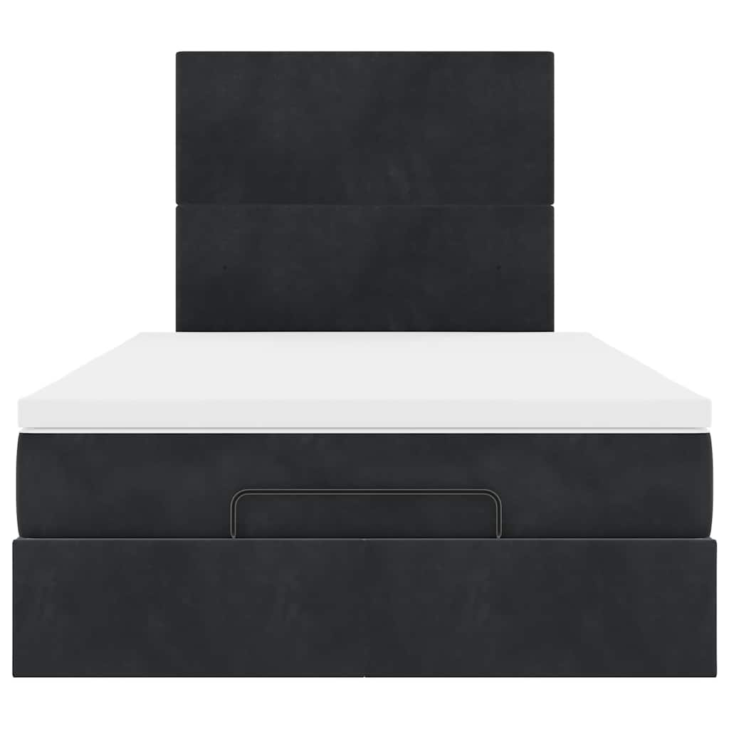 Struttura Letto Pouf con Materassi Nero 120x190 cm Velluto