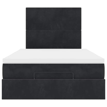 Struttura Letto Pouf con Materassi Nero 120x190 cm Velluto