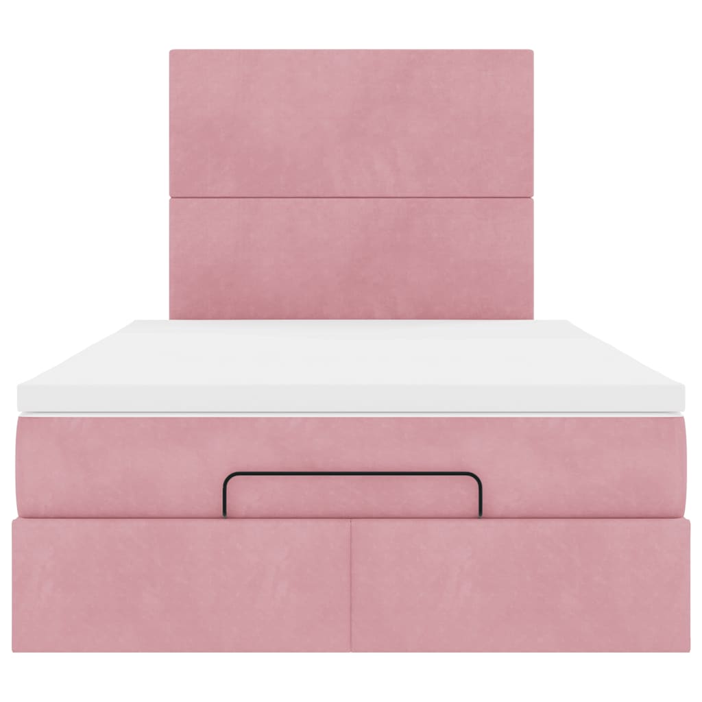 Struttura Letto Pouf con Materassi Rosa 120x190 cm Velluto