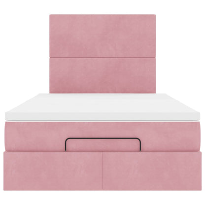 Struttura Letto Pouf con Materassi Rosa 120x190 cm Velluto