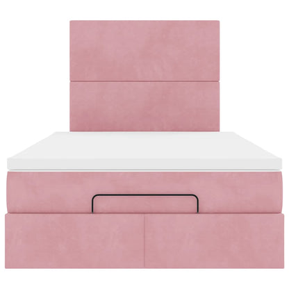 Struttura Letto Pouf con Materassi Rosa 120x190 cm Velluto