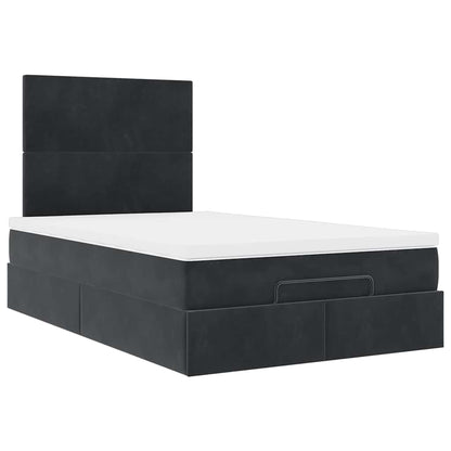 Struttura Letto Pouf con Materassi Nero 120x200 cm Velluto