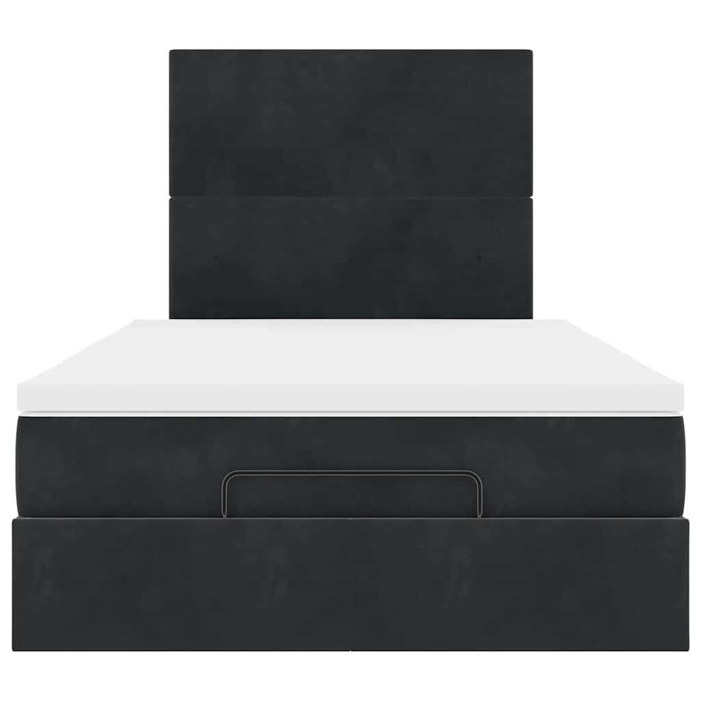 Struttura Letto Pouf con Materassi Nero 120x200 cm Velluto