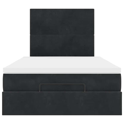 Struttura Letto Pouf con Materassi Nero 120x200 cm Velluto