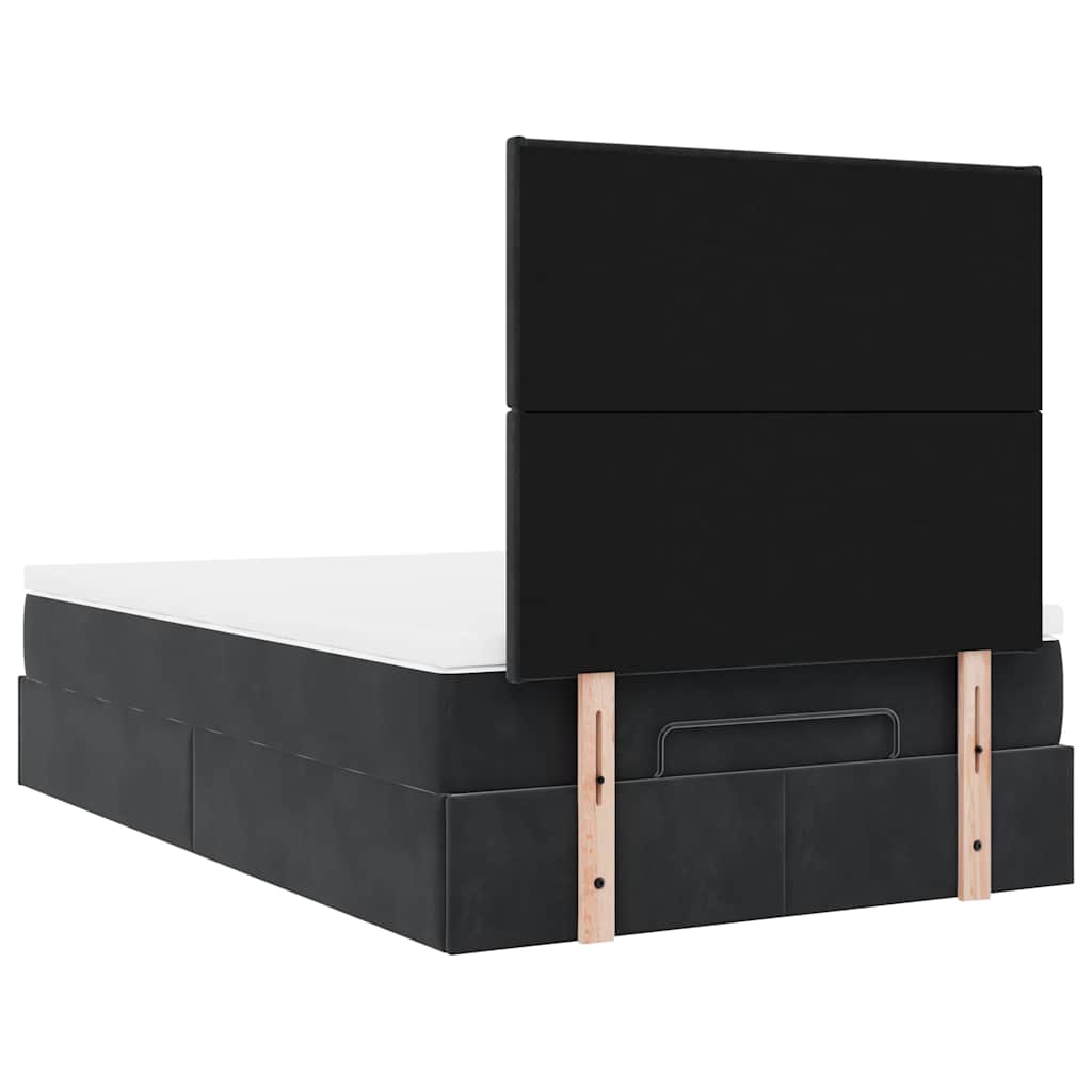 Struttura Letto Pouf con Materassi Nero 120x200 cm Velluto