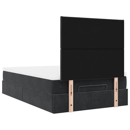 Struttura Letto Pouf con Materassi Nero 120x200 cm Velluto