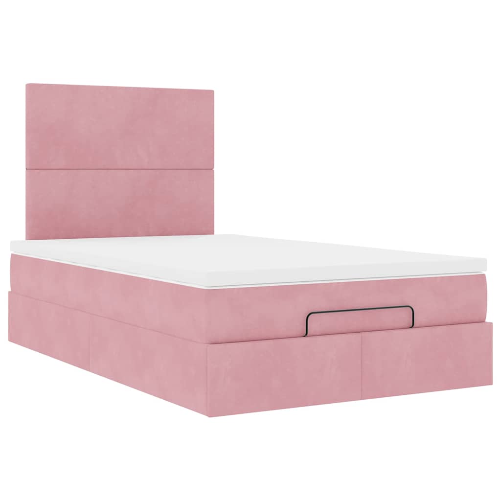 Struttura Letto Pouf con Materasso Rosa 120x200 cm Velluto | homemem39