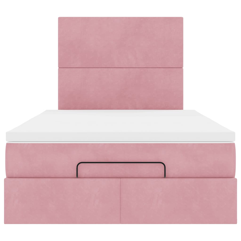 Struttura Letto Pouf con Materasso Rosa 120x200 cm Velluto | homemem39
